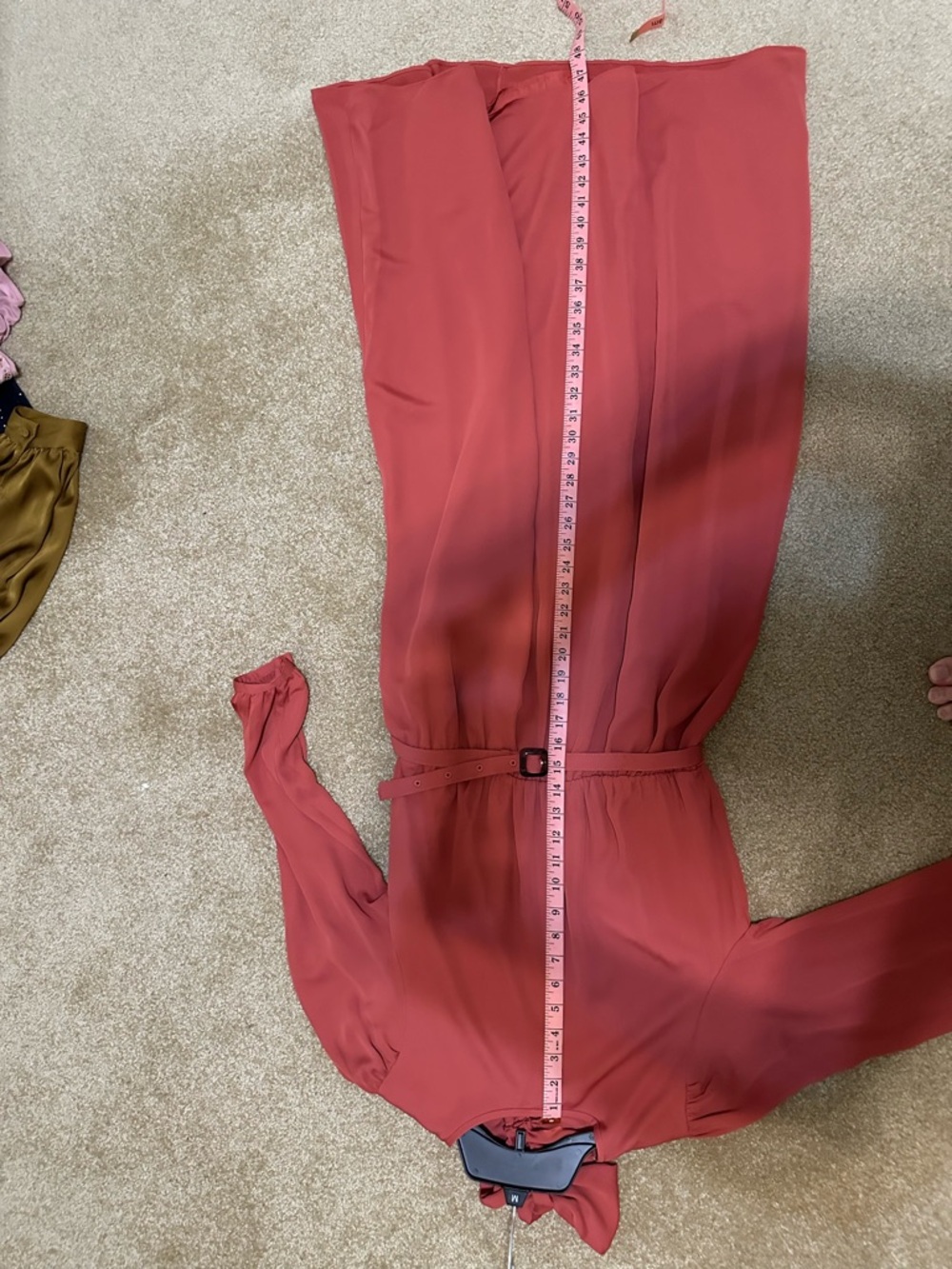 Ann Taylor Rust Red Long-Sleeve Midi Dress with Waist Tie - Picture 5 of 9